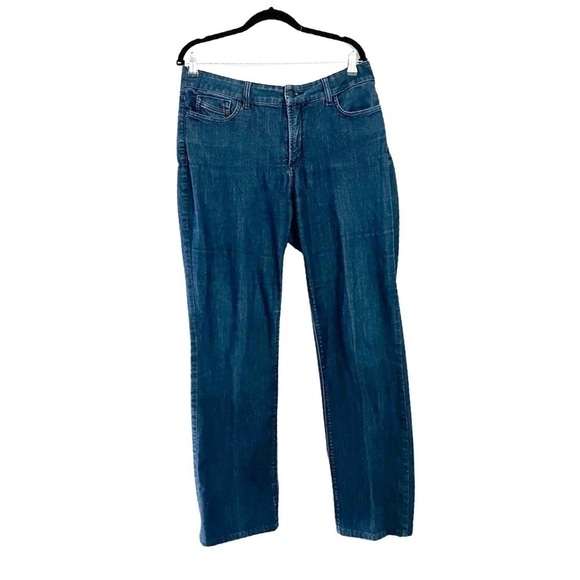 NYDJ Marilyn High Rise Dark Wash Straight Leg Jeans Sz 14 - Picture 2 of 7
